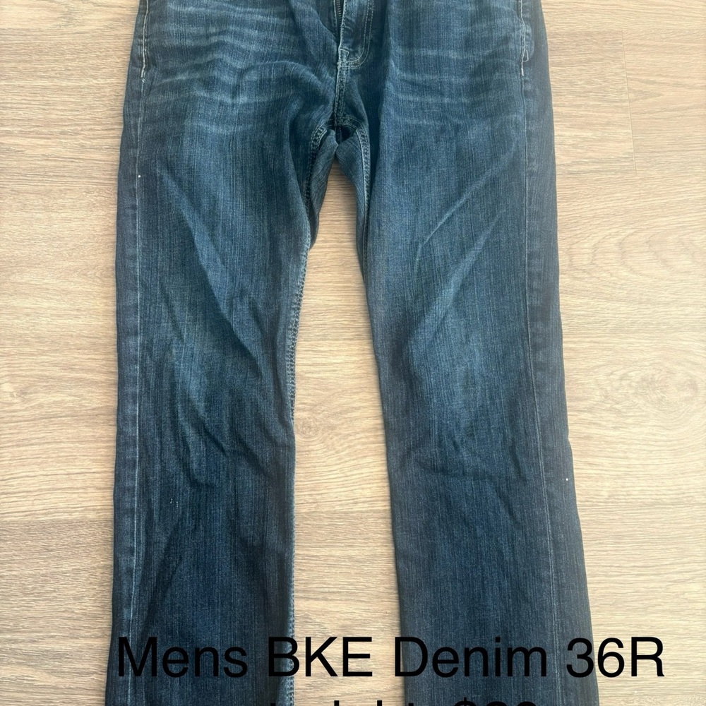 BKE Men's Dark Blue Straight Jeans